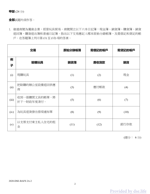 真题 Paper 2a(中文)